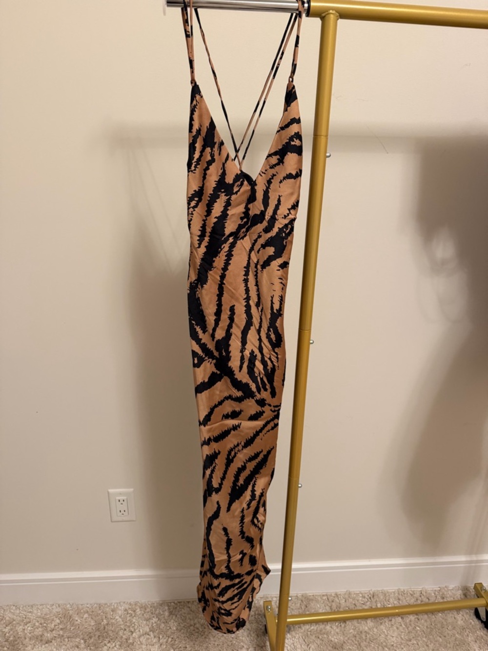 Zara Animal-Print Slip Dress in Beige and Black - Picture 5 of 8